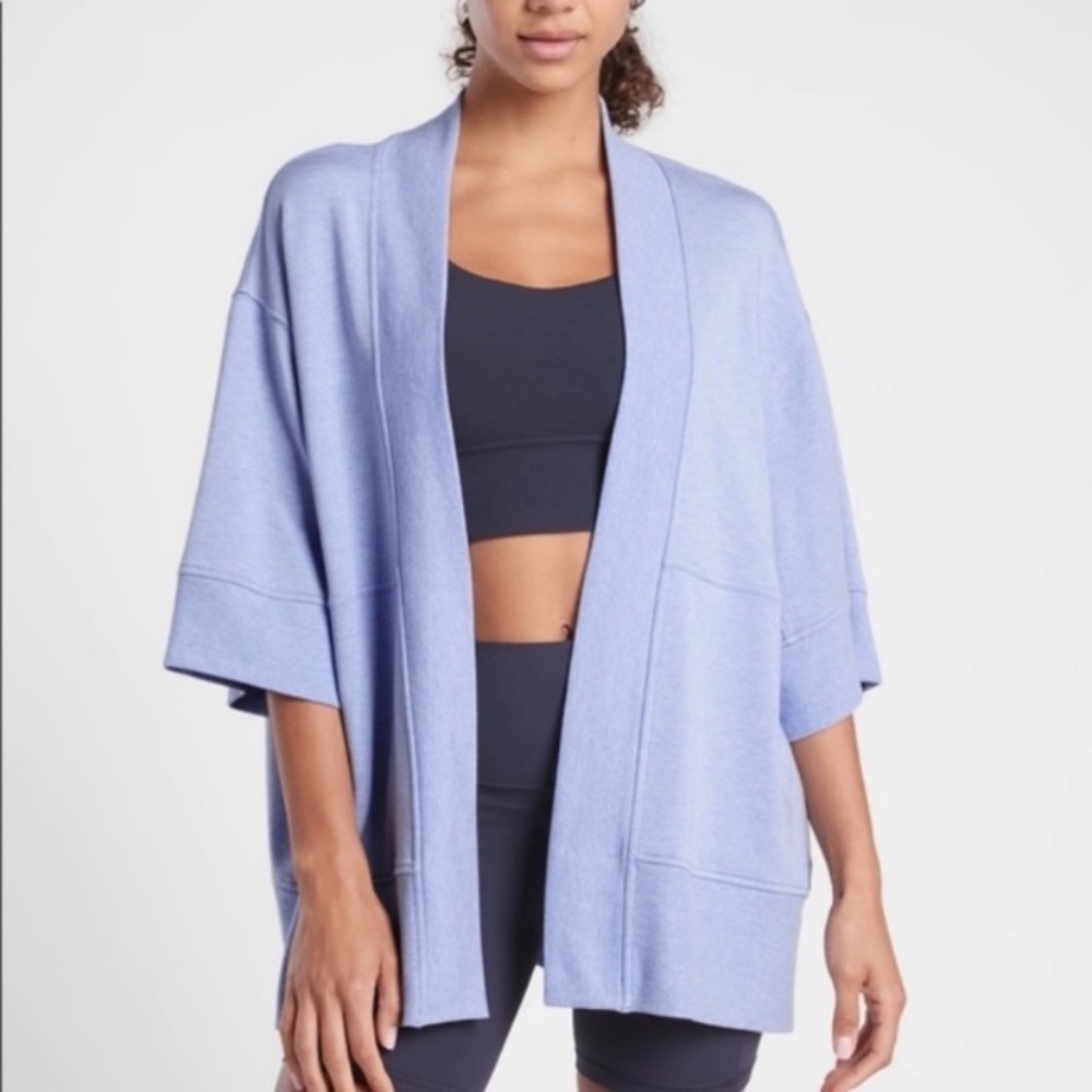 ATHLETA Lotus Wrap Cardigan Blue Heather XXS / XS